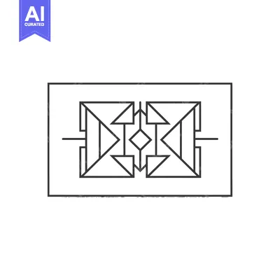 Aset premium populer: Abstract geometric design with interlocking triangles and a square fra