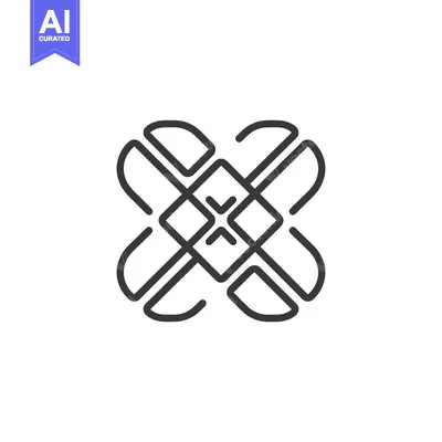 Aset desain premium: Abstract Geometric Design with Intersecting Curved Lines and Squares