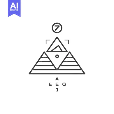 Aset desain premium: Abstract Geometric Design with Number Seven and Letters