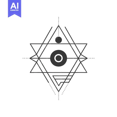 Abstract geometric design with overlapping triangles and circles