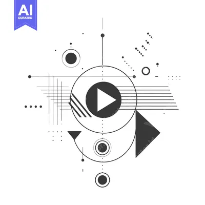Aset desain premium: Abstract Geometric Design with Play Button and Circles