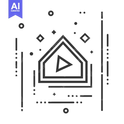 Popular premium asset: Abstract geometric design with play button inside a house shape