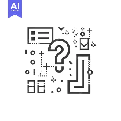 Aset premium populer: Abstract Geometric Design with Question Mark and Geometric Shapes