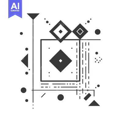 Aset premium populer: Abstract Geometric Design with Squares, Circles, and Lines