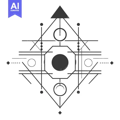 Aset desain premium: Abstract Geometric Design with Triangle, Circles, and Lines