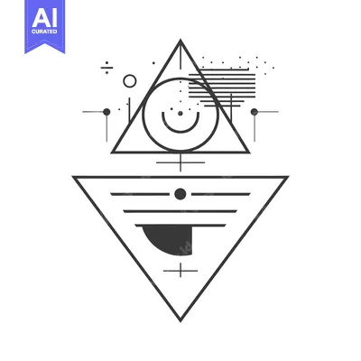Aset desain premium: Abstract Geometric Design with Triangles, Circles, and Lines