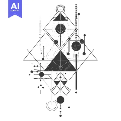 Aset premium populer: Abstract Geometric Design with Triangles, Circles, and Lines