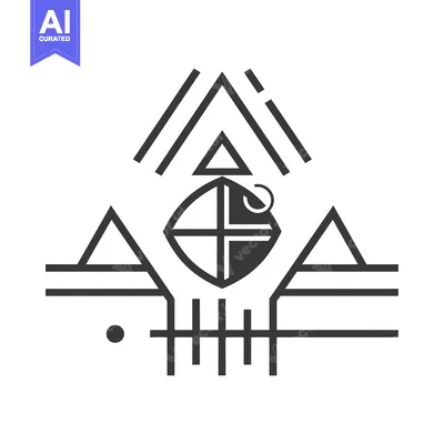 Aset desain premium: Abstract geometric design with triangles, lines, and a circle