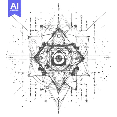 Aset premium populer: Abstract Geometric Eye Symbol with Interlocking Lines and Shapes