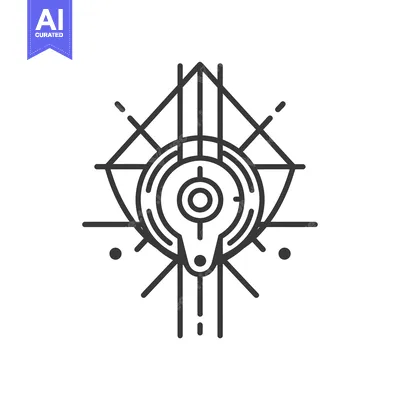 Aset desain premium: Abstract Geometric Eye with Diamond and Circular Shapes