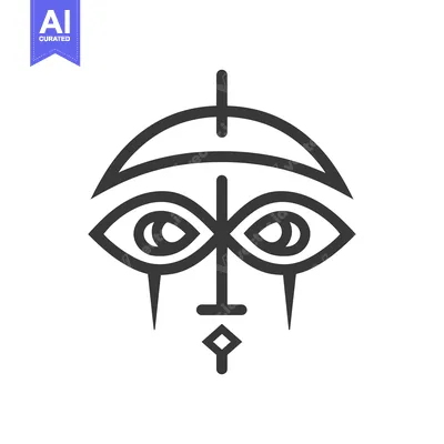 Premium design asset: Abstract Geometric Face with Two Eyes and a Nose