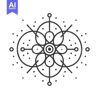 Abstract Geometric Flower Design with Circles and Dots