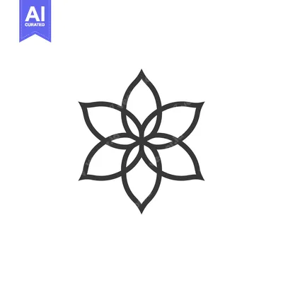 Aset desain premium: Abstract Geometric Flower with Six Petals and a Central Circle