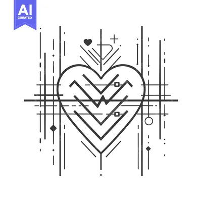 Aset premium populer: Abstract Geometric Heart Design with Lines and Shapes
