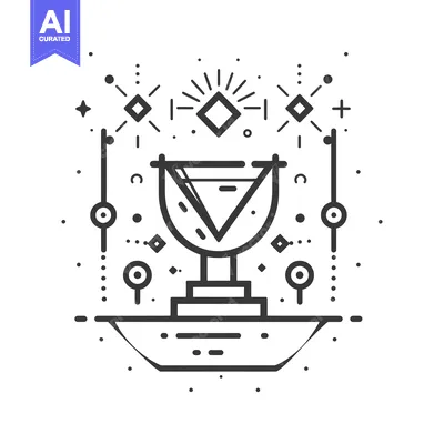 Premium design asset: Abstract Geometric Illustration of a Chalice on a Platform with Geomet
