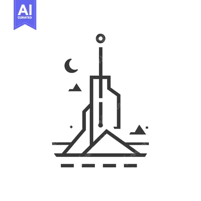 Premium design asset: Abstract Geometric Illustration of a Cityscape with a Tower
