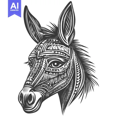 Aset desain premium: Abstract Geometric Illustration of a Donkey Head