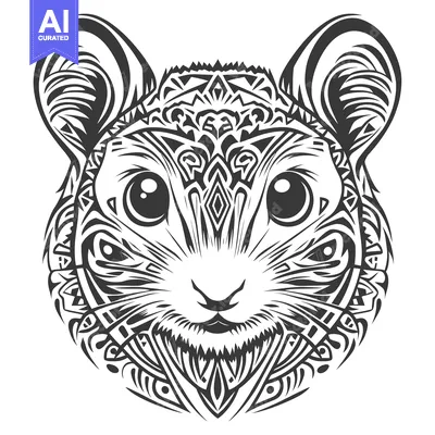 Abstract Geometric Illustration of a Mouse's Face