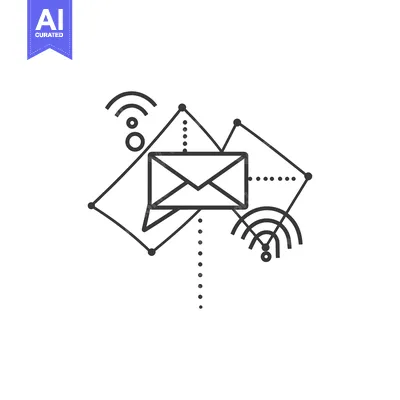 Abstract Geometric Illustration of Email Communication and Wi-Fi Signa