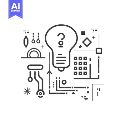 Aset desain premium: Abstract Geometric Lightbulb Illustration with Question Mark