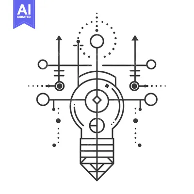 Aset premium populer: Abstract Geometric Light Bulb with Dotted and Linear Patterns