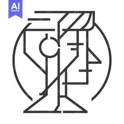 Aset premium populer: Abstract geometric line art illustration of a stylized face