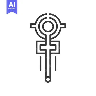 Abstract geometric line art key symbol with circular elements
