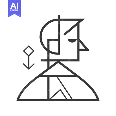 Aset premium populer: Abstract Geometric Line Art Portrait of a Person with a Symbol