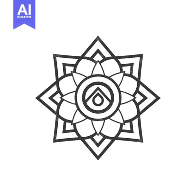 Aset premium populer: Abstract Geometric Mandala with Central Arrow and Flower Design