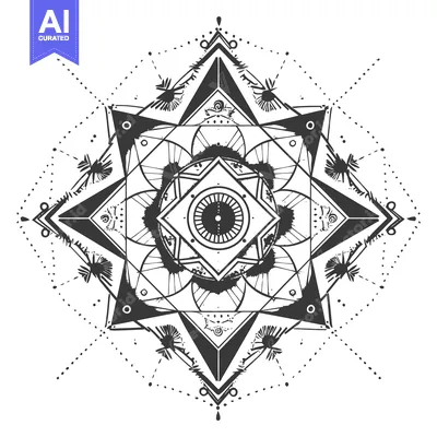 Aset premium populer: Abstract Geometric Mandala with Central Eye Symbol