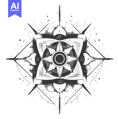 Premium design asset: Abstract Geometric Mandala with Star and Circular Design Elements