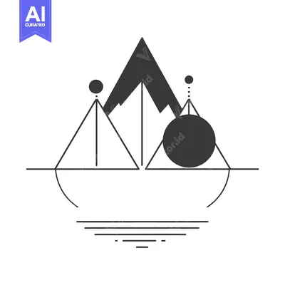 Aset premium populer: Abstract Geometric Mountain Landscape with Circles