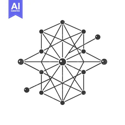Aset desain premium: Abstract Geometric Network with Central Hub and Multiple Connections
