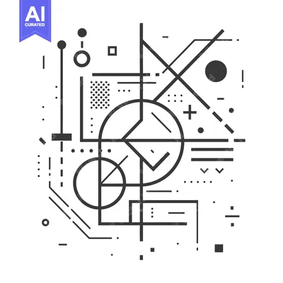 Premium design asset: Abstract Geometric Pattern with Circles, Lines, and Dots