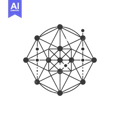 Aset desain premium: Abstract Geometric Pattern with Interconnected Circles and Lines