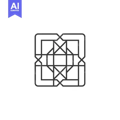Aset desain premium: Abstract Geometric Pattern with Interlocking Squares and Lines