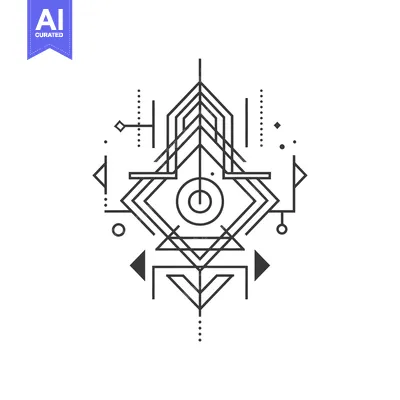 Popular premium asset: Abstract Geometric Pattern with Lines, Circles, and Triangles