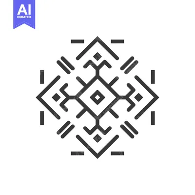 Aset desain premium: Abstract Geometric Pattern with Symmetrical Lines and Shapes