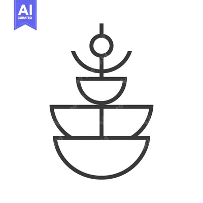 Premium design asset: Abstract Geometric Plant Illustration with Three Layers of Bowls