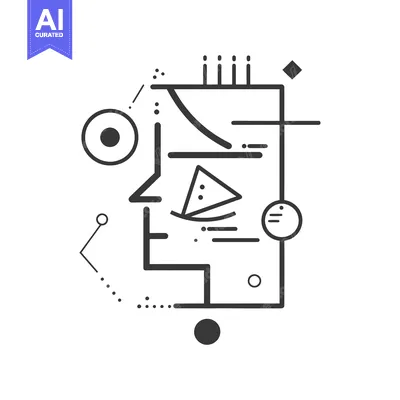 Popular premium asset: Abstract geometric portrait with black line art and dots