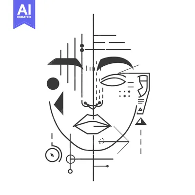 Aset premium populer: Abstract Geometric Portrait with Lines and Shapes