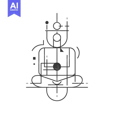 Aset premium populer: Abstract Geometric Representation of a Sitting Human Figure