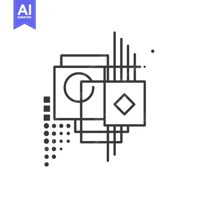 Aset premium populer: Abstract Geometric Shape Composition with Dots and Lines