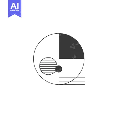 Aset desain premium: Abstract Geometric Shapes Composition with a Circle, Lines, and a Dot