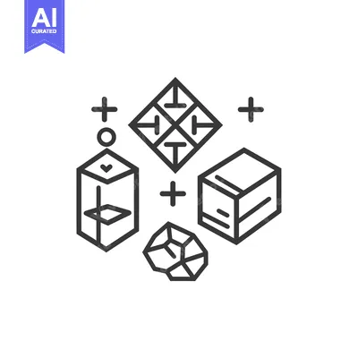 Abstract Geometric Shapes with Plus Signs and Circle