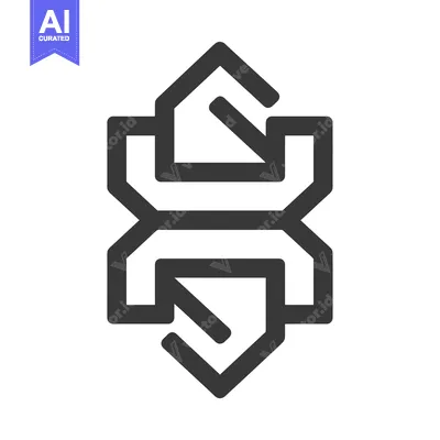 Premium design asset: Abstract geometric shape with arrows pointing up and down