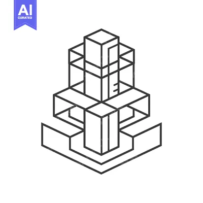 Aset desain premium: Abstract Geometric Structure with Interlocking Cubes