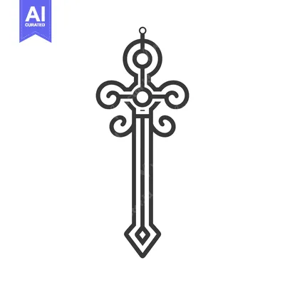 Aset desain premium: Abstract Geometric Sword Design with Ornate Details