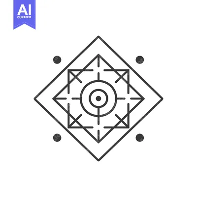 Aset desain premium: Abstract Geometric Symbol with a Circle and Dots