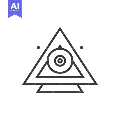 Aset desain premium: Abstract Geometric Symbol with an Eye Inside Three Interlocking Triang